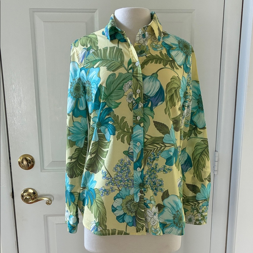 Like new Talbots yellow floral shirt